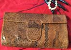 stijlvolle clutch, handtasje, slangenleer, jaren 70, Verzenden, Gebruikt, Bruin, Avondtasje