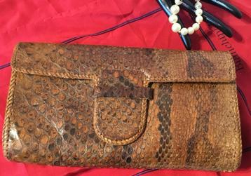stijlvolle clutch, handtasje, slangenleer, jaren 70 beschikbaar voor biedingen