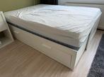 Ikea (Uitschuifbaar) BRIMNES bedframe, Ophalen, Verstelbaar, Wit, 140 cm