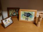 aquarel kraai, bloem, nest, Antiek en Kunst, Kunst | Schilderijen | Modern, Ophalen of Verzenden