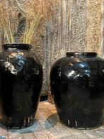 Xl Kruik pot chinese kruiken zwart stoer sober landelijk, Ophalen, Zwart, Aardewerk of Porselein, Nieuw