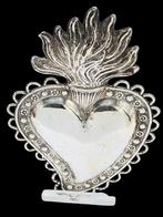 Antiek Zilveren  Ex Voto  , Heilig Hart, Antiek en Kunst, Antiek | Religie, Verzenden
