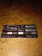 Vintage plaatje Friden Incl. USA Volts 240A, Ophalen of Verzenden