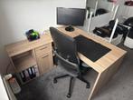 Hoekbureau Lex - eikenkleur - 136x68x75 cm - Leen Bakker, Huis en Inrichting, Bureaus, Ophalen, Zo goed als nieuw, Bureau
