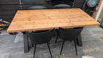 Douglas TuinTafel met Metalen Onderstel en 4 stoelen, Tuin en Terras, Tuintafels, Ophalen, Gebruikt, Rechthoekig, Hout