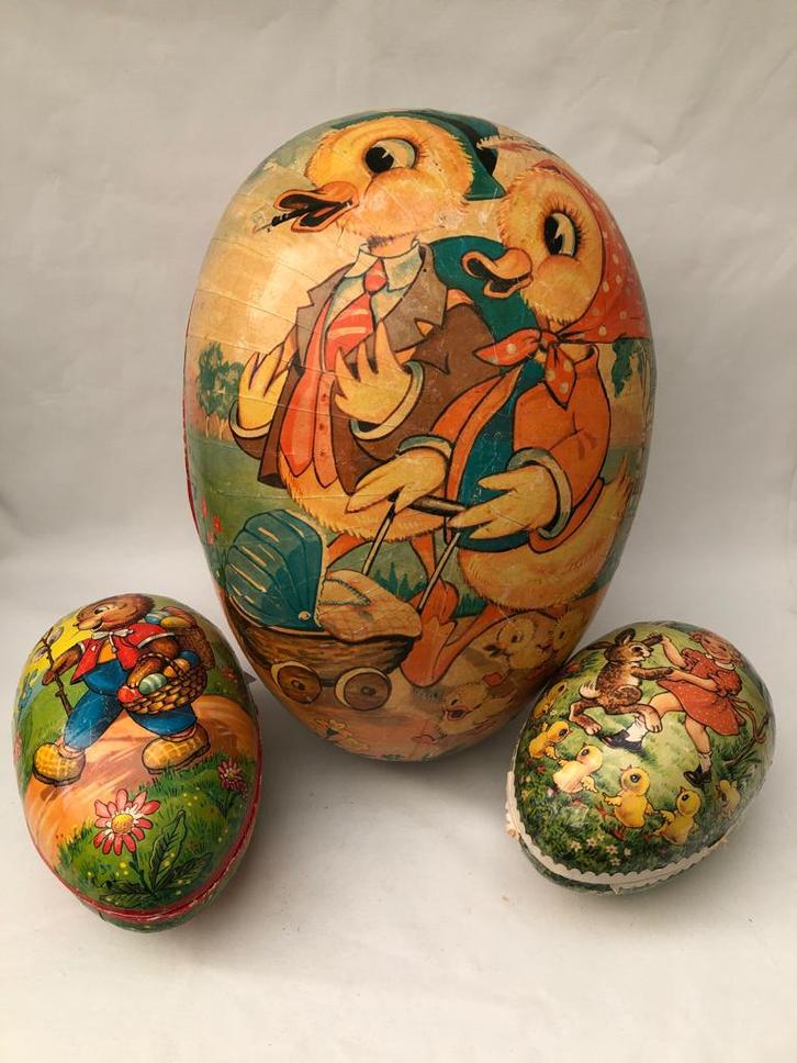 XXL -  Grote Paasei Papier mache - Jaren 60 Germany, Diversen, Pasen, Ophalen of Verzenden