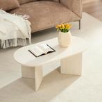 Home Heaven Salontafel ovaal wit travertine look 100x50cm, 50 tot 100 cm, Nieuw, Modern, Minder dan 50 cm