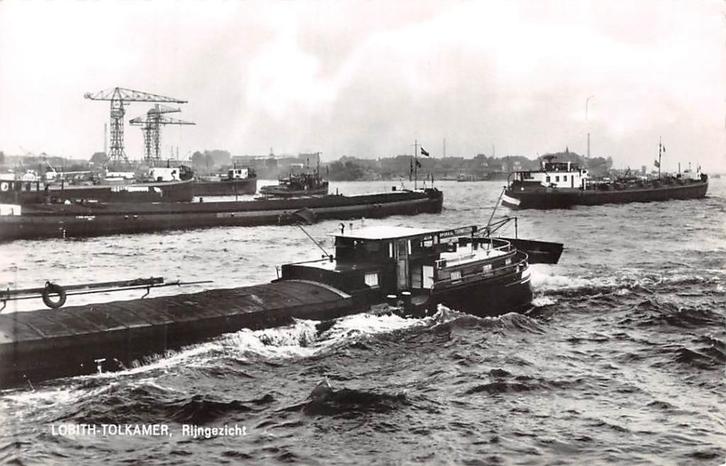 Lobith Tolkamer Rijn met binnenvaart schepen Scheepswerf, Verzamelen, Ansichtkaarten | Nederland, Ongelopen, Gelderland, 1960 tot 1980