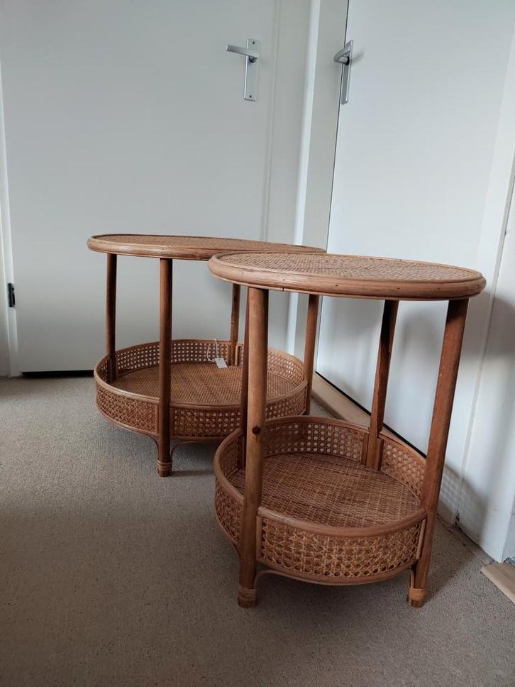Rotan webbing Xenos Salontafels - Set of Apart, Huis en Inrichting, Tafels | Bijzettafels, Zo goed als nieuw, Rond, Minder dan 55 cm
