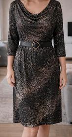 Mooie vanillia waterval hals viscose jurk, Zwart, Ophalen of Verzenden, Zo goed als nieuw, Knielengte