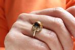 Vintage 14 Karaat Gouden Ring Met Tijgeroog, Sieraden, Tassen en Uiterlijk, Ringen, Ophalen of Verzenden, Dame, Goud, Goud