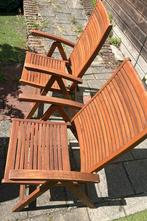 Twee verstelbare tuinstoelen van hout, Ophalen, Zo goed als nieuw, Hout