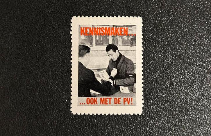 Sluitzegel NS ‘Kennismaken, ook met de PV’ (jaren 60), Verzamelen, Spoorwegen en Tramwegen, Zo goed als nieuw, Trein, Ophalen of Verzenden