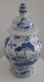 Chinese vaas met deksel, blauw motief, Ophalen, Blauw, Aardewerk of Porselein, Zo goed als nieuw