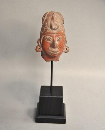 Uniek en authentiek Maya hoofdje,terra cotta, 6e-8e eeuw AD beschikbaar voor biedingen