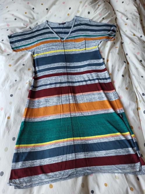Gestreepte jurk Didi - L, Kleding | Dames, Jurken, Zo goed als nieuw, Maat 38/40 (M), Grijs, Onder de knie, Ophalen of Verzenden