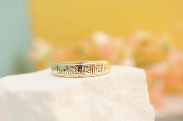 14 Karaat Gouden Ring met Ingelegde Diamanten beschikbaar voor biedingen