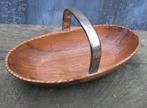 HOUTEN SCHAAL MET ZILVEREN HANDVAT  1950, Antiek en Kunst, Ophalen of Verzenden
