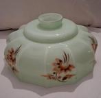 Antieke Art Deco Lampenkap - glas Groen met Bloemen, Antiek en Kunst, Antiek | Lampen, Ophalen of Verzenden