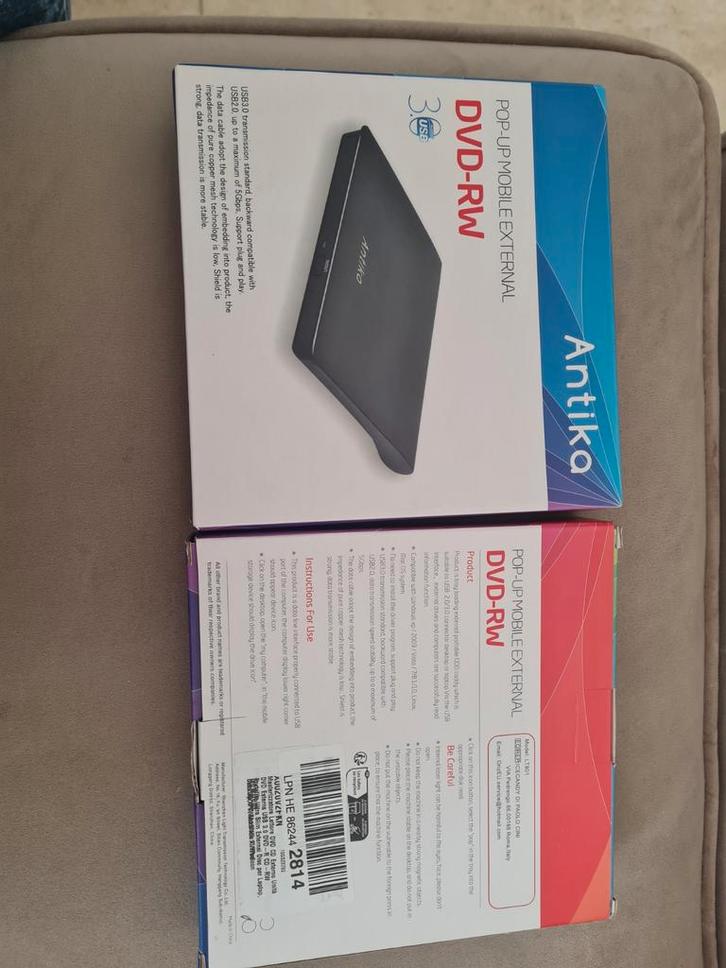 2x Antika Pop-Up Mobile Externe DVD-RW USB 3.0 - Nieuw, Computers en Software, Optische drives, Nieuw, Extern, MacOS, Windows