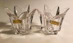 Twee glazen kandelaars, theelichthouders van Inn Crystal, Ophalen of Verzenden, Overige materialen, Minder dan 25 cm
