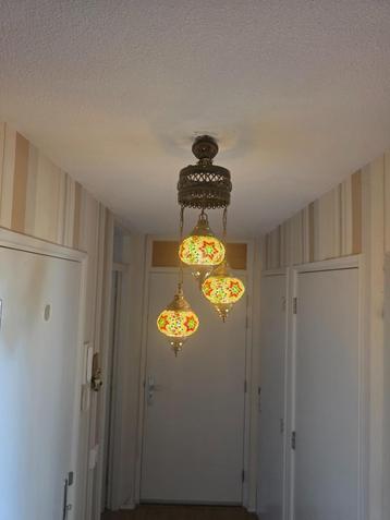 mozaïek hanglamp met 3 bollen – kleurrijk en sfeervol! beschikbaar voor biedingen