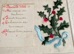 fr 1918 geborduurd hulst takken bessen mistletoe maretak, Ophalen of Verzenden, Voor 1920, Gelopen, Overige thema's