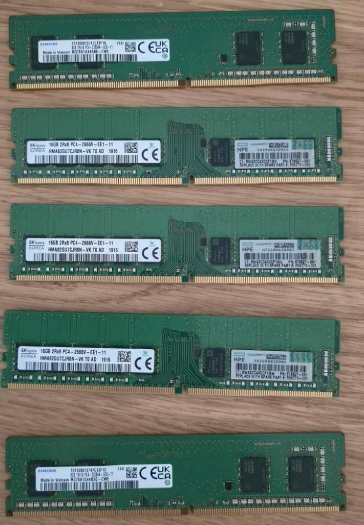 4x16GB ECC Server RAM + 1x NVMe SSD 256GB, Computers en Software, RAM geheugen, Zo goed als nieuw, 16 GB, DDR4, Ophalen of Verzenden
