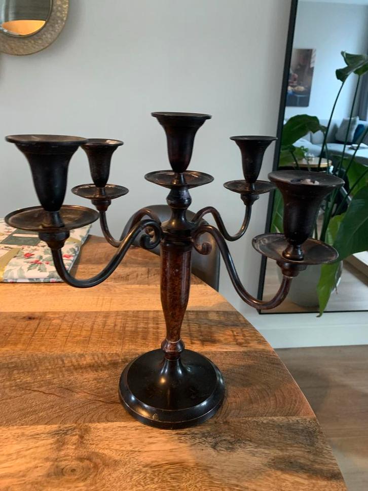 Kandelaar met 4 arnen, Huis en Inrichting, Woonaccessoires | Kandelaars en Kaarsen, Gebruikt, Kandelaar, 25 tot 50 cm, Metaal