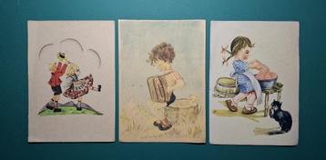3 ansichtkaarten kinderen - omstreeks 1910 beschikbaar voor biedingen