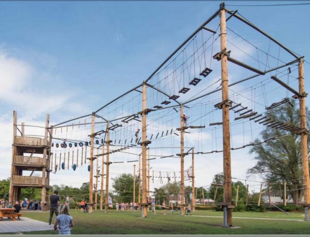Klimpark 3 hoogteparcours met klimtuigen en helmen, Kinderen en Baby's, Speelgoed | Buiten | Speeltoestellen, Gebruikt, Klimnet