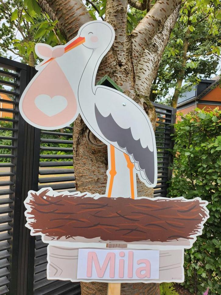 Ooievaar of ander leuk geboortebord huren, Kinderen en Baby's, Kraamcadeaus en Geboorteborden, Nieuw, Geboortebord, Ophalen