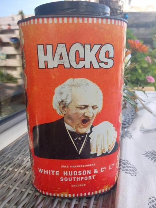 Oud blik Hacks afkomstig uit Engeland, Verzamelen, Blikken, Zo goed als nieuw, Overige, Overige merken, Ophalen of Verzenden