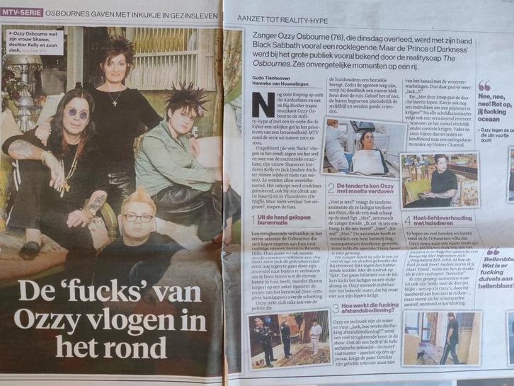 Zanger Ozzy Osbourne / Realitysoap The Osbournes, Verzamelen, Tijdschriften, Kranten en Knipsels, Knipsel(s), Buitenland, 1980 tot heden
