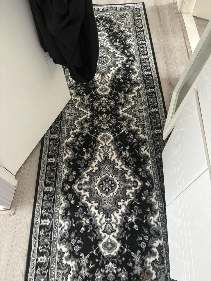 Perzisch tapijt loper 250x80 cm zwart/wit, Huis en Inrichting, Stoffering | Tapijten en Kleden, Zo goed als nieuw, 50 tot 100 cm