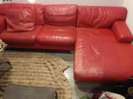 3 zits hoekbank rood leer, Huis en Inrichting, Ophalen, Gebruikt, Hoekbank, 200 tot 250 cm