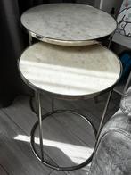 Marble/metal bijzettaffels, Huis en Inrichting, Tafels | Bijzettafels, Ophalen, Minder dan 55 cm, Gebruikt, Metaal of Aluminium