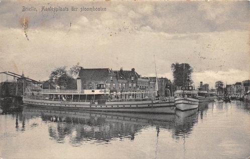 AW009 Brielle Aanlegplaats boot stoomboot 1906 Robijns, Verzamelen, Ansichtkaarten | Nederland, Gelopen, Zuid-Holland, Voor 1920