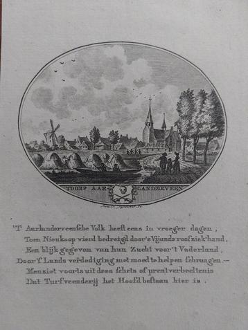 1 / Aarlanderveen gravure 18e eeuw van Ollefen en Bakker beschikbaar voor biedingen