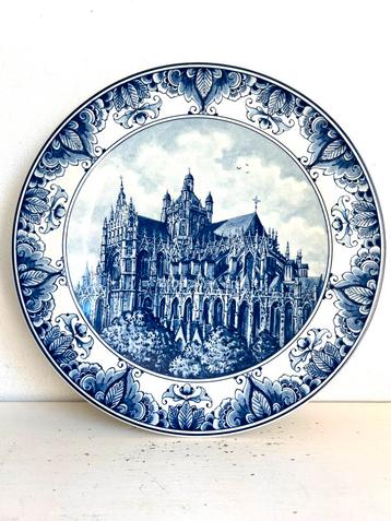 Vintage Delfts Blauw wandbord basiliek St. Jan Den Bosch beschikbaar voor biedingen