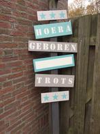 GEBOORTEBORD WEGWIJZER huren huur babyspullen jongen PIJLEN, Kinderen en Baby's, Kraamcadeaus en Geboorteborden, Ophalen, Zo goed als nieuw