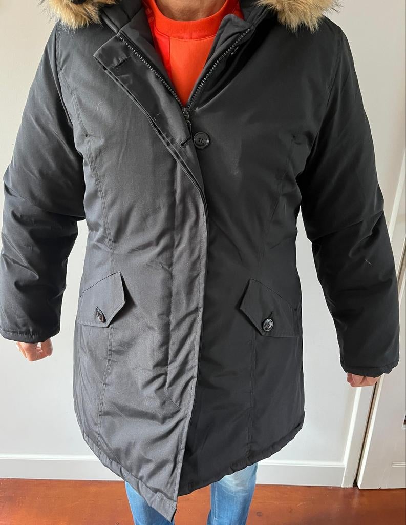 Damesjas merk Melya Melody maat T2 ong. maat L kleur zwart m, Ophalen of Verzenden, Zo goed als nieuw, Maat 38/40 (M), Zwart