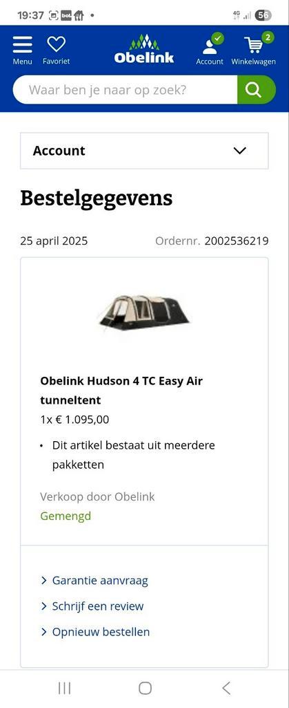 4 persoons opblaasbare tent, Caravans en Kamperen, Tenten, Zo goed als nieuw, Ophalen