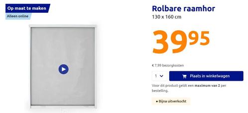 Rolbare raamhorren Action, Doe-het-zelf en Verbouw, Deuren en Horren, Nieuw, Overige typen, Minder dan 200 cm, 120 cm of meer