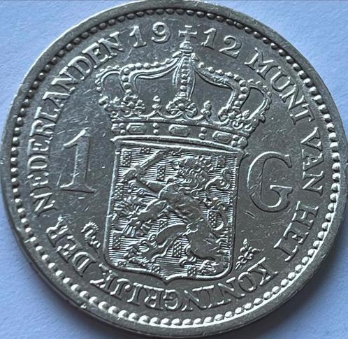 Zilveren gulden 1912, Postzegels en Munten, Munten | Nederland, Losse munt, 1 gulden, Koningin Wilhelmina, Zilver, Ophalen of Verzenden