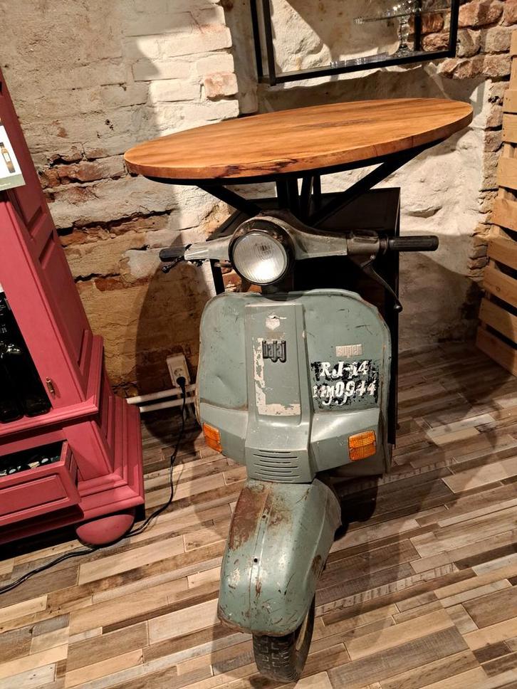 Scooter Bartafel met wijnrek- Uniek Indiaas Design, Huis en Inrichting, Tafels | Statafels, Zo goed als nieuw, Ophalen
