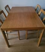 eikenhouten UITSCHUIFBARE eettafel incl 4 stoelen, Huis en Inrichting, Tafels | Eettafels, Ophalen, Gebruikt, Eikenhout, 200 cm of meer