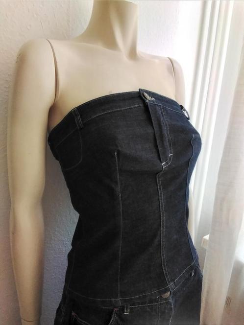 Heel gave vintage strapless jeanstop Tark maat 34 36, Kleding | Dames, Tops, Zo goed als nieuw, Maat 34 (XS) of kleiner, Lange mouw