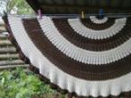 tafelkleed bruin beige met de hand gehaakt origineel retro, Verzenden, Huis en Inrichting