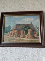 Schilderij  Boerderij met hooimijten!, Antiek en Kunst, Ophalen of Verzenden